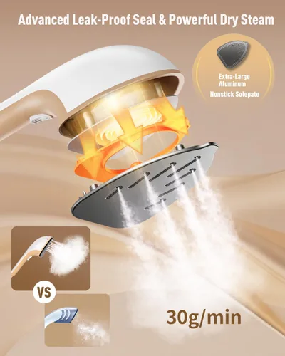 Miniatura 4 de Vaporizador 3 en 1 para ropa, 1500 W a prueba de fugas, 11.2 fl oz 1500W, 30s Fast Heat-Up. Includes Heat-Resistant Glove & Brush. For Home &