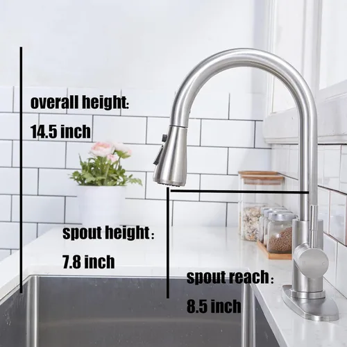 Miniatura 3 de VCCUCINE Grifo de Cocina con Rociador Desplegable, Grifo de Níquel Cepillado para Fregadero de Cocina, Grifo de Fregadero de Cocina RV de Acero