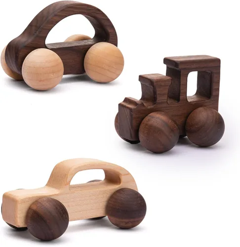 3 juguetes de madera para bebés, juguetes Montessori para bebés de 0 a 6 a 12 meses, juguetes de agarre para bebés, juguetes de empuje para regalo