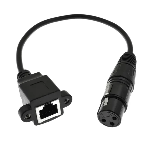 Cable adaptador XLR de 3 pines a RJ45 hembra, conector XLR a RJ45 Ethernet, extensión CAT5 para la serie de controladores DMX-CON de 1.1 pies