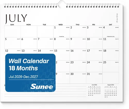 Miniatura 16 de SUNEE Calendario de pared 2026 de 18 meses, octubre de 2025 a marzo de 2027, 14.5 x 11.5 pulgadas, cuadrícula grande para colgar con papel grueso