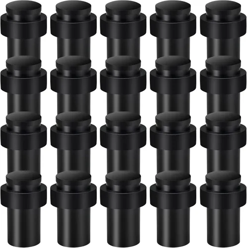 Miniatura 20 de KOLAKO Topes de puerta, topes de puerta de piso, (2 pulgadas) negro mate moderno resistente sólido pequeño cilíndrico parachoques de goma, acero