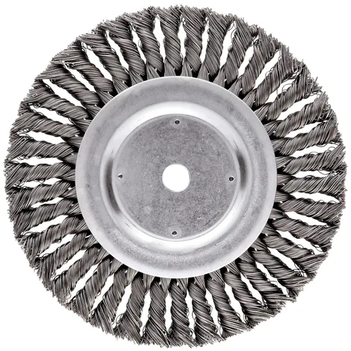 Miniatura 6 de Weiler 08145 Rueda de alambre de nudo torcido estándar de 8 pulgadas, relleno de acero de 0.016 pulgadas, orificio de eje de 5/8 pulgadas, fabricado