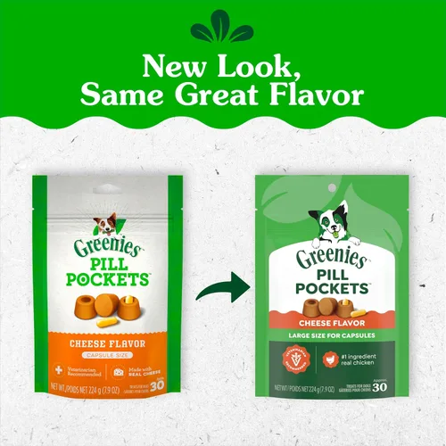 Miniatura 2 de Greenies Bolsillos para pastillas para perros de gran tamaño, bolsa de golosinas para perros para medicamentos de cápsulas, sabor a queso, bolsa
