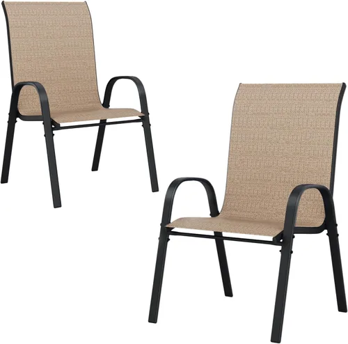 Miniatura 27 de UDPATIO Patio Chairs Set of 2, Stackable Silver Outdoor Dining Chairs with High Back, Breathable Textilene Fabric Outdoor Chair All Weather, for