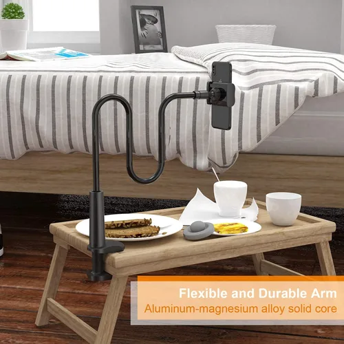 Miniatura 5 de Soporte para Teléfono de Cama con Cuello de Cisne – Brazo Flexible Montaje de Clip 360 Soporte Ajustable con Abrazadera Compatible con Teléfono