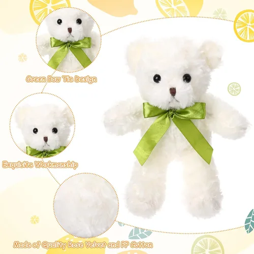 Miniatura 3 de Hungdao 12 piezas de osos a granel, animales de peluche de 10 pulgadas, lindos animales de peluche suaves con lazos verdes para baby shower, fiesta