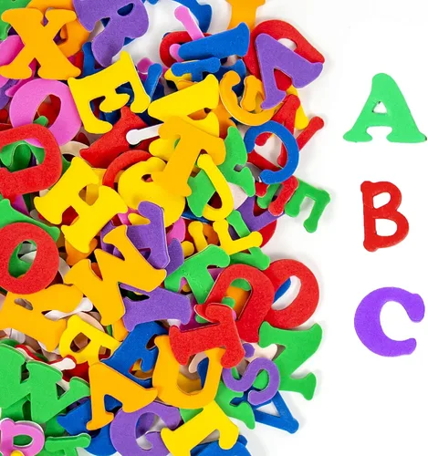 Horizon Group USA - Letras de espuma adhesiva del alfabeto, más de 1000 letras adhesivas, 7 fuentes, mayúsculas y minúsculas, multicolor