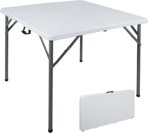 Miniatura 11 de REDCAMP Mesa plegable cuadrada de 34 pulgadas con parte superior de resina, mesas de tarjetas pequeñas plegables portátiles con patas plegables