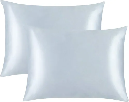 Miniatura 11 de FLXXIE Paquete de 2 fundas de almohada estándar de satén con cremallera para cabello y piel, sedosas y súper suaves (20 x 26 pulgadas), fundas