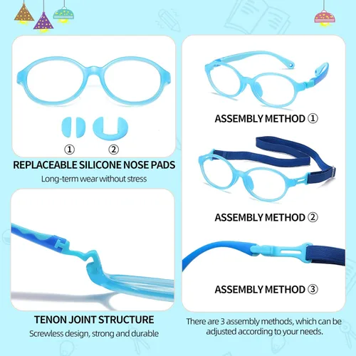 Miniatura 8 de DUCO K026 - Lentes de bloqueo de luz azul para niños y niñas, gafas de computadora para juegos de 5 a 10 años