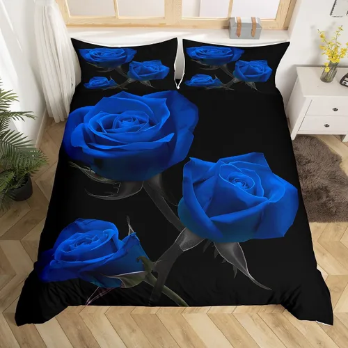 Miniatura 9 de Juego de funda de edredón con diseño floral de rosas arcoíris para niños, niñas y mujeres, funda de edredón colorida para parejas, enamorados, día