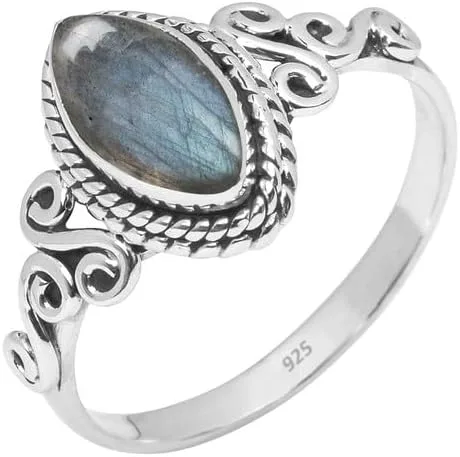 Miniatura 22 de Anillo de plata de ley 925 con piedras preciosas para mujeres y niñas, hecho a mano, anillo de promesa de piedras preciosas naturales, regalo