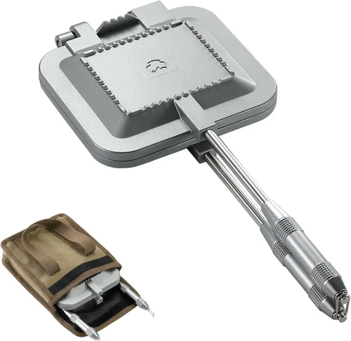 Miniatura 10 de camping moon Sandwich Maker Hot Sand Single Burner Gas Fire Open Fire Compact Aluminum TT-1315 Plateado