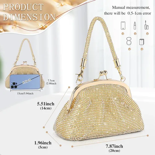 Miniatura 5 de UBORSE Bolso de mano con cuentas vintage de los años 20 para mujer, bolso formal de noche de boda, bolso de fiesta de cóctel con diamantes