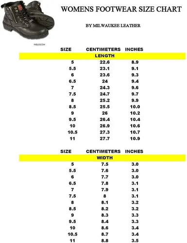 Miniatura 3 de Milwaukee Leather MBL9320W - Botas de motocicleta con cordones para mujer, de cuero negro de alta calidad, ancho amplio