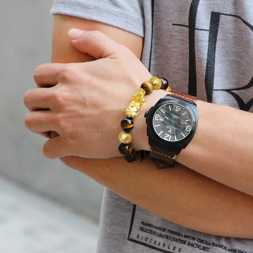 Miniatura 6 de EIELO Feng Shui Pixiu - Pulseras de buena suerte para hombres y mujeres, piedras preciosas naturales, energía curativa, obsidiana, pi, yao, dragón