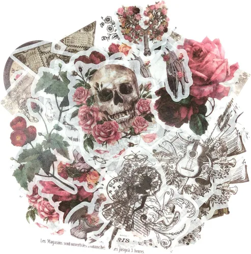 allydrew Calcomanías decorativas para álbumes de recortes, manualidades para papelería, diario, fabricación de tarjetas (60 unidades), calaveras