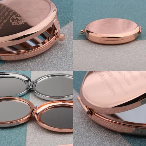 Miniatura 5 de MAOFAED Regalo de versículo bíblico, cita de la Biblia, espejo compacto para mujeres, regalo cristiano, espejo de viaje, espejo de bolsillo Oro rosa