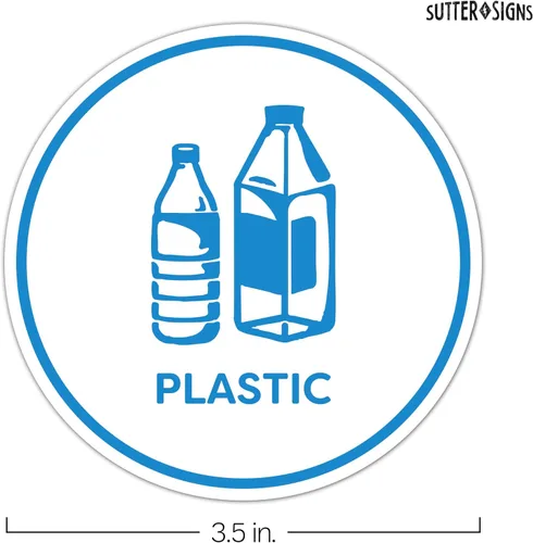 Miniatura 2 de Sutter Signs Calcomanías de reciclaje para papelera, 3.5 pulgadas de ancho, 5 calcomanías de reciclaje para contenedores de plástico, papel