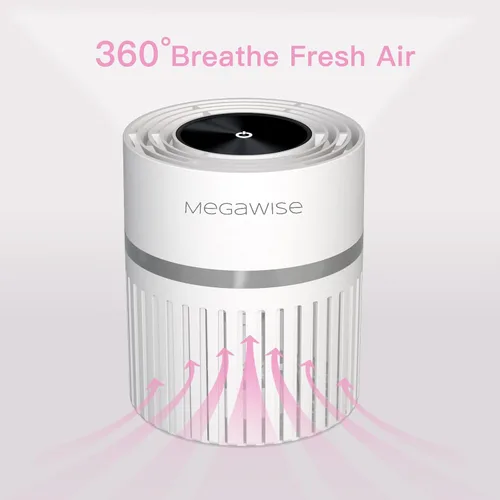 MEGAWISE Purificador de aire EPI810 para habitación grande, cobertura de 215 pies cuadrados, monitor de calidad del aire en tiempo real, esponja de