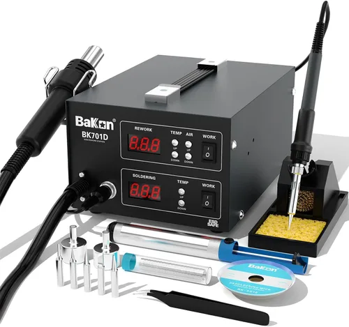 Miniatura 8 de BAKON 852MX C210 - Estación de retrabajo de aire caliente de 1000 W, diseño ultra silencioso, pantalla digital, control preciso de temperatura