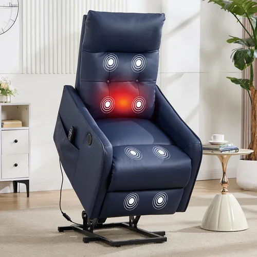 Miniatura 13 de Silla Reclinable con Elevación Eléctrica con Masaje de Vibración y Calor para Personas Mayores de Estatura Pequeña, Silla Elevadora Pequeña