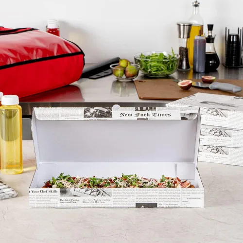 Miniatura 7 de Restaurantware Caja de pizza pequeña de 50 unidades, 14 x 7 x 1.5 pulgadas, caja rectangular para llevar papel corrugado para alimentos calientes