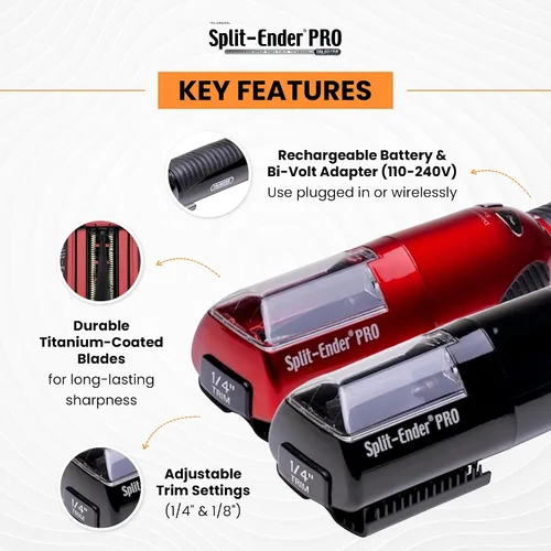 Miniatura 6 de Split-Ender PRO - Herramienta de Belleza Profesional Original - Recortadora de Puntas Abiertas Inalámbrica para Cabello Dañado, Seco, Quebradizo