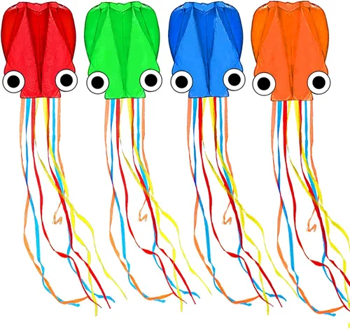 Miniatura 7 de Cometas de pulpo para niños y adultos fáciles de volar, 24 x 158 pulgadas, kit de cometa grande y suave para niños y niñas, juego de cometa de playa