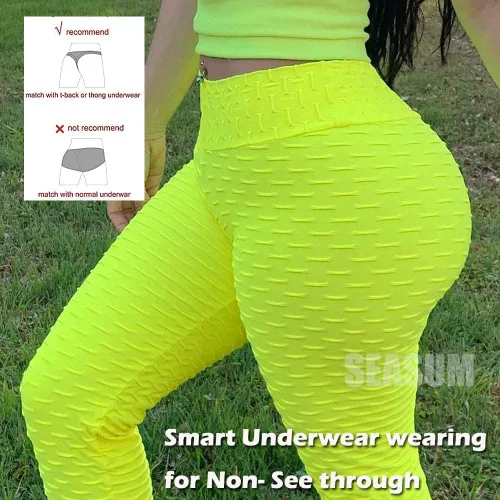 Miniatura 40 de SEASUM - Pantalones de yoga de cintura alta para mujer, con control de abdomen y realce de glúteos, leggings favorecedores para entrenar y correr