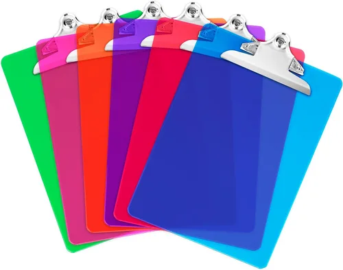 Miniatura 11 de Portapapeles de plástico con clip de perfil bajo, juego de 6 portapapeles de plástico multicolor a granel de 12.5 x 9 pulgadas, tableros de clip