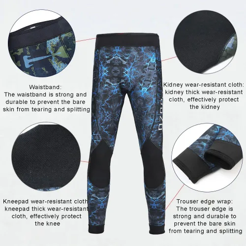 Miniatura 6 de 5MM Traje de Neopreno para Pesca Submarina con Capucha, 2 Piezas de Manga Larga, Traje de Buceo de Cuerpo Completo de Camuflaje para Aguas Frías