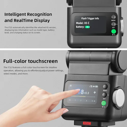 Miniatura 8 de Godox iT32 TTL HSS Flash para Canon con disparador X5-C, 1/80000s HSS 2.4G kit inalámbrico fuera de la cámara, liberación rápida magnética y USB-C