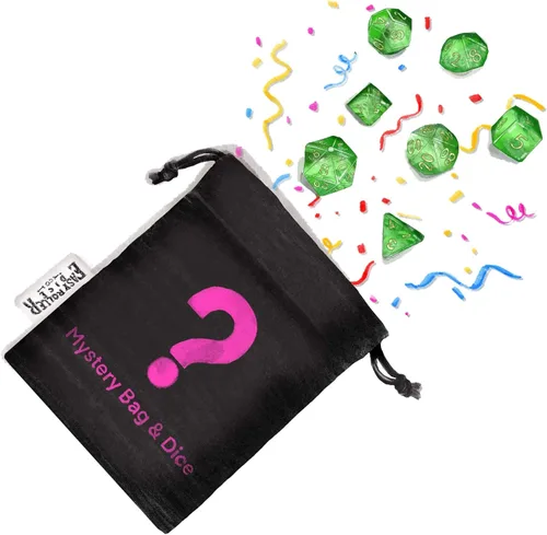 Miniatura 3 de Surprise Me - Juego de dados misteriosos con bolsa de dados impresa, incluye un juego completo de dados poliédricos a juego de 7 piezas y una bolsa
