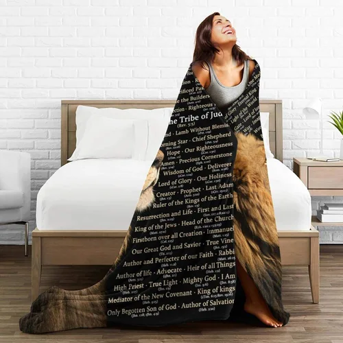 Miniatura 2 de Manta de regalo religioso con nombres de Cristo, manta cristiana, suave, ligera, acogedora y cálida para mujeres y hombres, regalo - 60 x 50 pulgadas