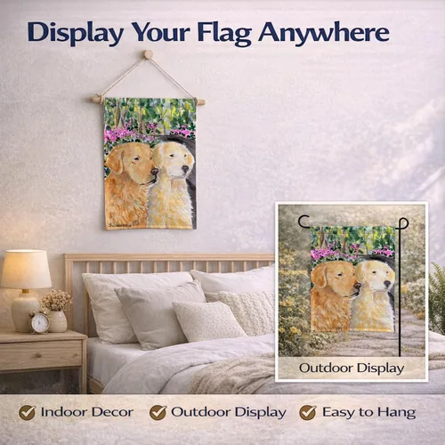 Miniatura 7 de Caroline's Treasures SS8974GF - Bandera decorativa para jardín con diseño de Golden Retriever para jardín, jardín, jardín, multicolor Golden