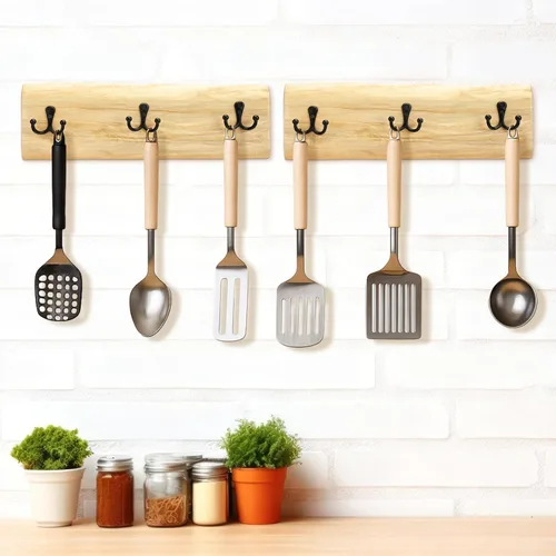Miniatura 6 de Threehoney 2 percheros de madera para montaje en pared, estilo granja de 15.8 pulgadas con 3 ganchos, colgador de pared resistente para colgar