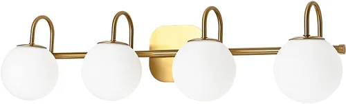 Miniatura 10 de Moderna lámpara negra para tocador de baño, accesorios de iluminación de 3 luces, marco y pantalla de globo de vidrio blanco leche, aplique de pared