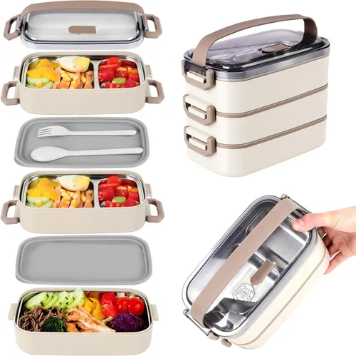 Miniatura 17 de Lonchera Bento para niños, mujeres y hombres, 47 onzas, 2 compartimentos, para ensalada, aperitivos, ensalada, paquete de preparación de alimentos