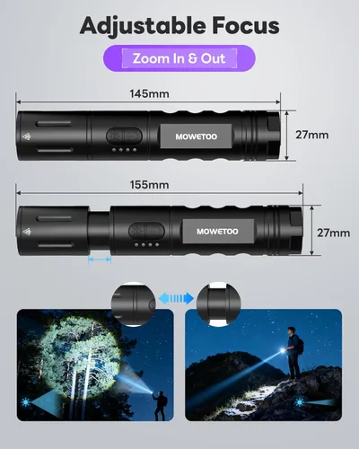 Miniatura 8 de Linterna de luz negra UV, recargable 2 en 1, linterna de luz blanca LED y luz negra de 395 nm, impermeable, zoomable, LED súper brillante