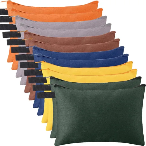 Miniatura 10 de Eccliy 12 bolsas de herramientas de lona con cremallera de 16 onzas, bolsa de utilidad resistente, organizador de almacenamiento multiusos de 11.8 x