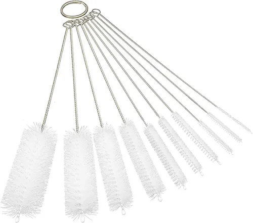 Miniatura 11 de Juego de cepillos de limpieza de tubos de 10 pulgadas, paquete de 10 cepillos de paja de nailon extralargos con asas flexibles para botellas, Negro