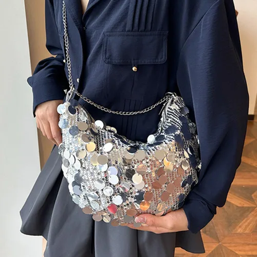 Miniatura 2 de Bolso de noche con lentejuelas brillantes para mujer, bandolera y bandolera para fiesta, graduación, boda
