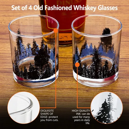 Miniatura 5 de TOOWELL Juego de 2 vasos de whisky, regalos de jubilación para hombres y mujeres, 11 onzas, vidrio de bourbon antiguo hecho a mano, regalos
