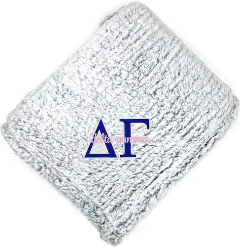 Miniatura 14 de Go Greek Chic Alpha Chi Omega - Manta de sherpa bordada (azul marino)