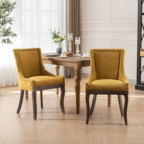 Miniatura 27 de Merax Juego de 2 sillas de comedor de terciopelo tapizadas de alta gama con anillo trasero de clavo, patas de madera maciza, asiento de espuma