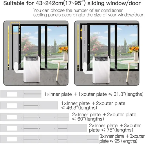 Miniatura 6 de Kit de ventilación portátil para ventana de CA con acoplador universal de 5.1/5.9 pulgadas, 26-63 pulgadas, ajustable con bloqueo de seguridad