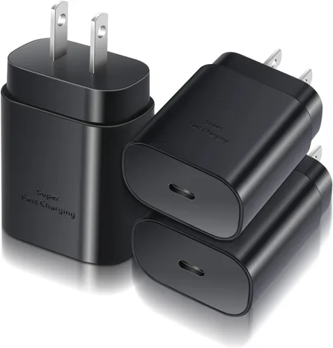 Costyle - Adaptador de cargador de pared USB C, paquete de 3 unidades PD de 25 W, cargador súper rápido tipo C, bloque de carga para Samsung Galaxy