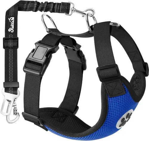 Miniatura 9 de SlowTon Arnés de Cinturón de Seguridad para Perros para Coche, Arnés de Coche para Perros Ajustable de Malla Transpirable y Cinturón de Seguridad